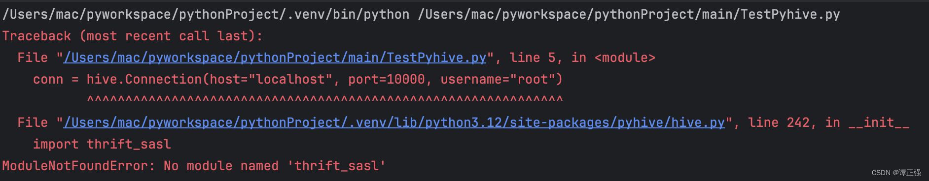 macbook本地<span style='color:red;'>部署</span> pyhive<span style='color:red;'>环境</span><span style='color:red;'>连接</span> hive用例