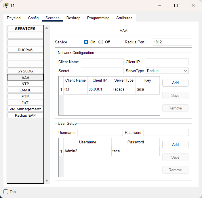 Cisco Packet Tracer配置AAA认证