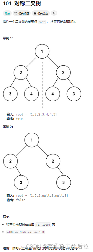 Leetcode 101. 对称二叉树