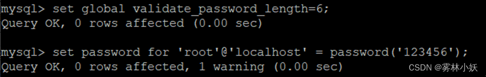 mysql修改密码提示： Your password does not satisfy the current policy requirements