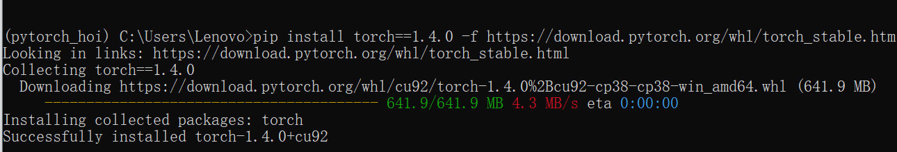 Windows无法安装torch==1.4.0