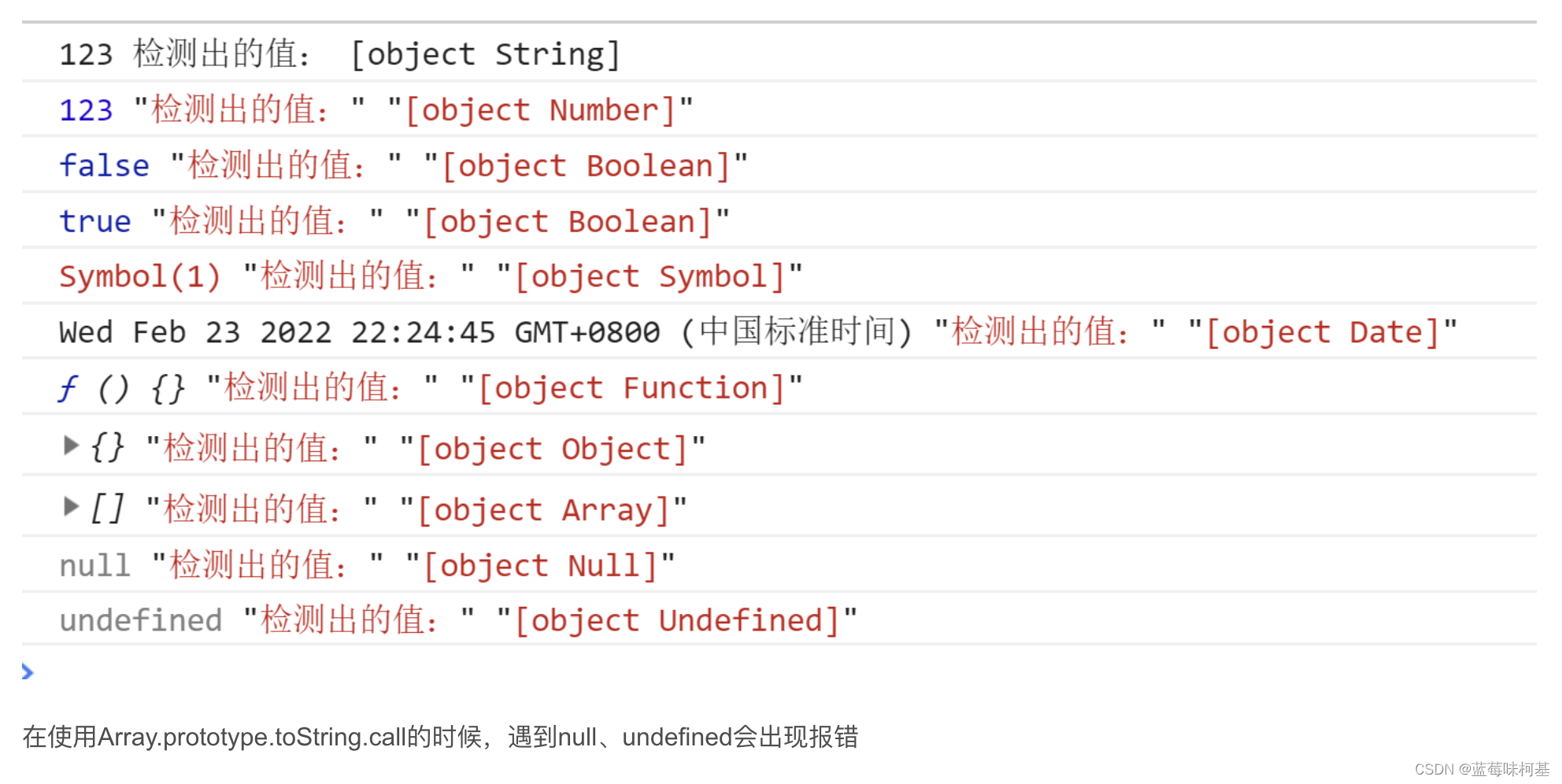 javascript--类型检测 type of 和 instanceof