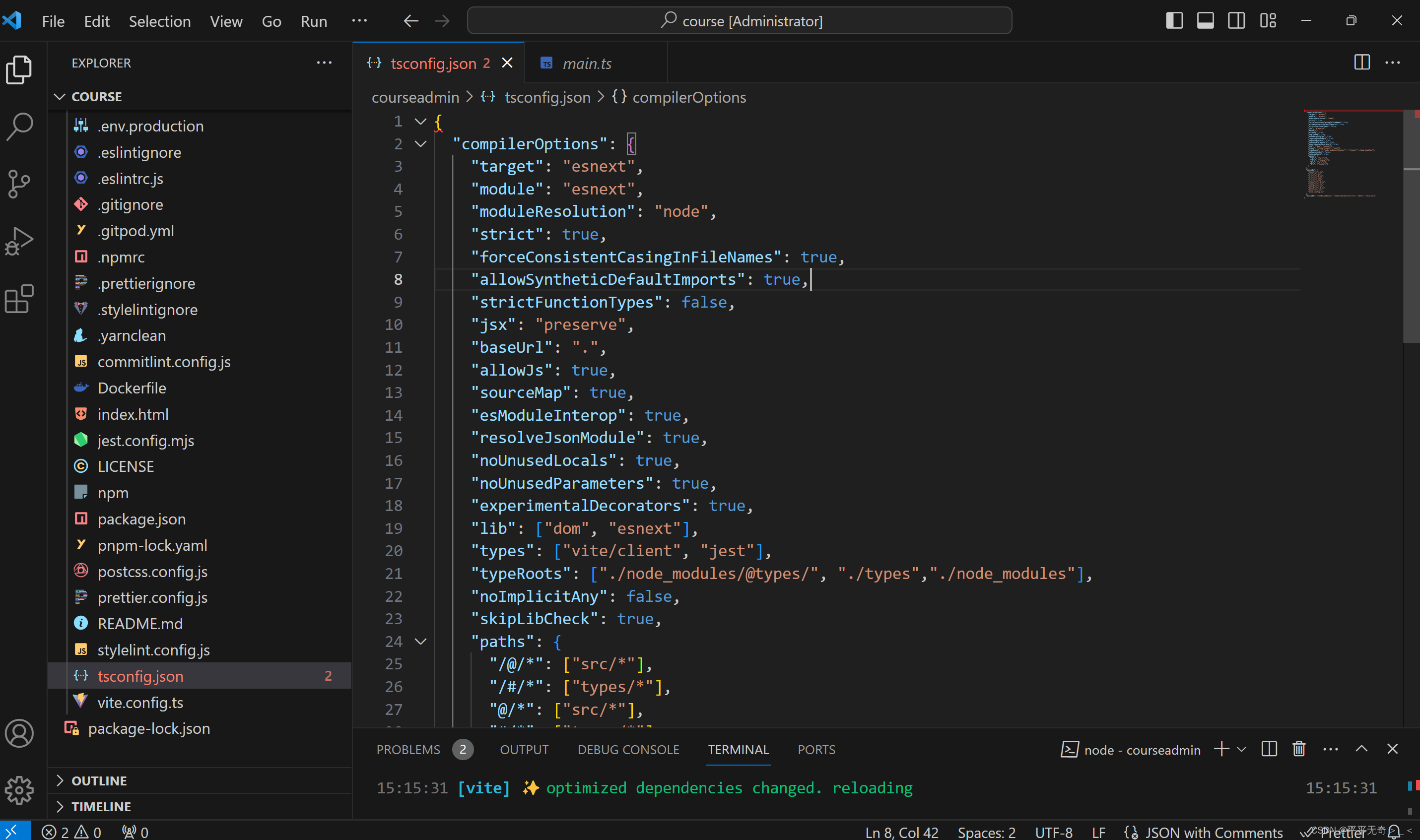 解决<span style='color:red;'>vscode</span>中<span style='color:red;'>导入</span>的vue<span style='color:red;'>项目</span>tsconfig.json文件首行标红问题