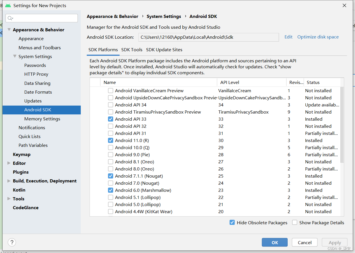 Android studio SDK Manager显示不全的问题解决