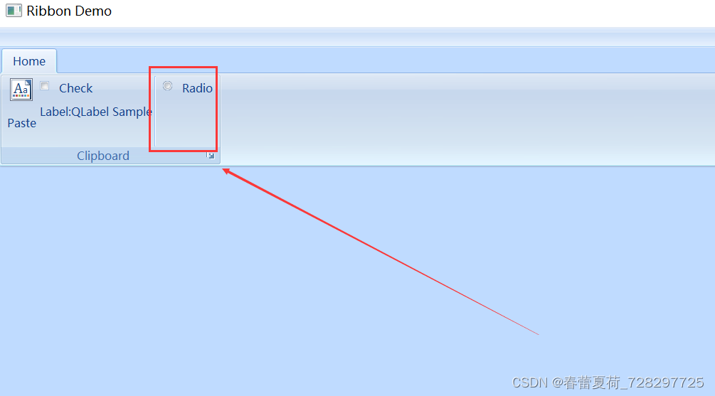 RibbonGroup 添加QRadioButton