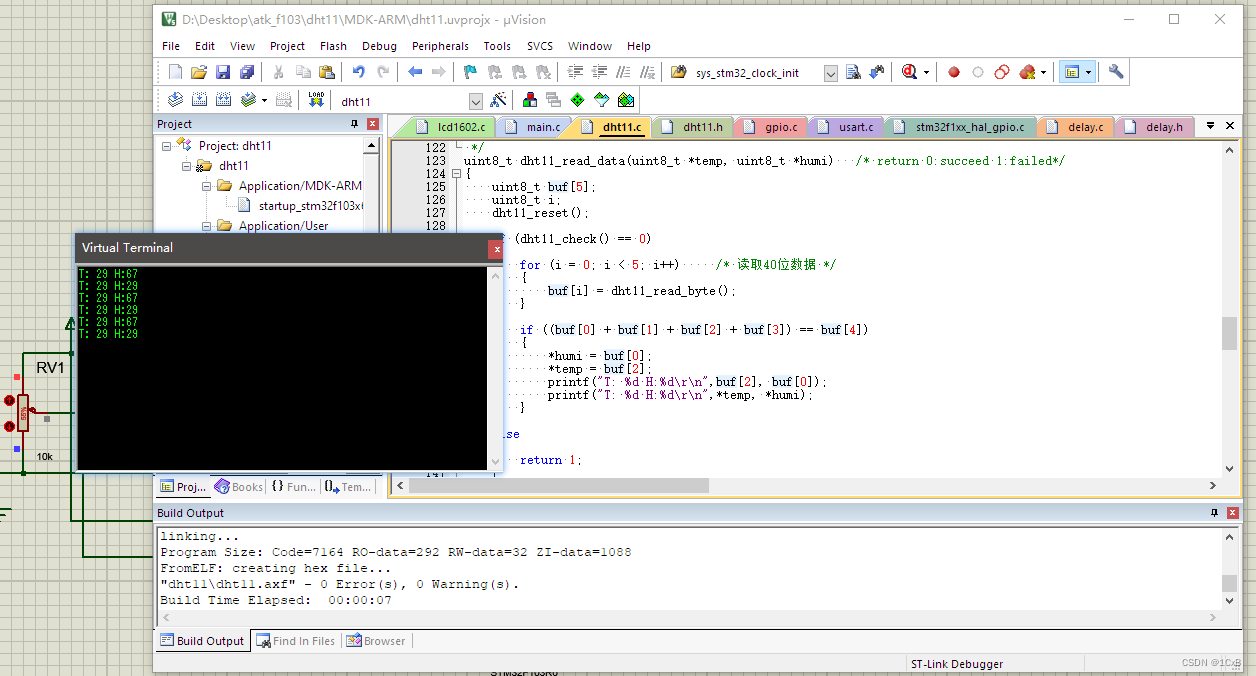 proteus+stm32+CubeMX+dht11+lcd1602