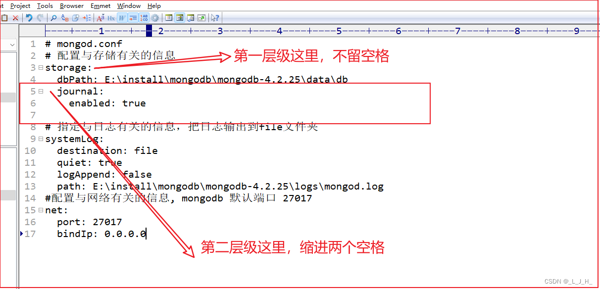 命令行启动mongodb服务器的问题及解决方案 -- Unrecognized option: storage.journal