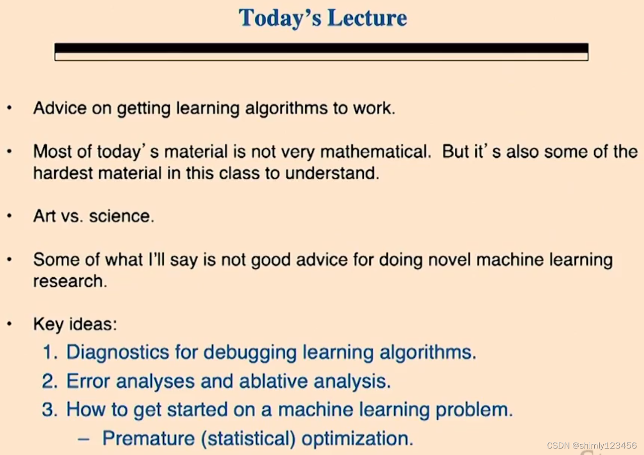 (undone，先不管，后面需要再看) 斯坦福机器学习 Lecture13: 调试机器学习模型以及误差分析