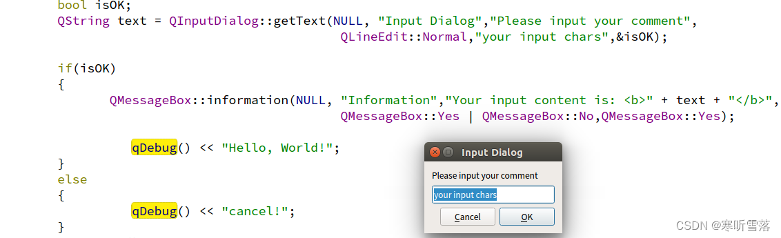 QT QInputDialog<span style='color:red;'>弹</span><span style='color:red;'>出</span><span style='color:red;'>消息</span><span style='color:red;'>框</span>用法