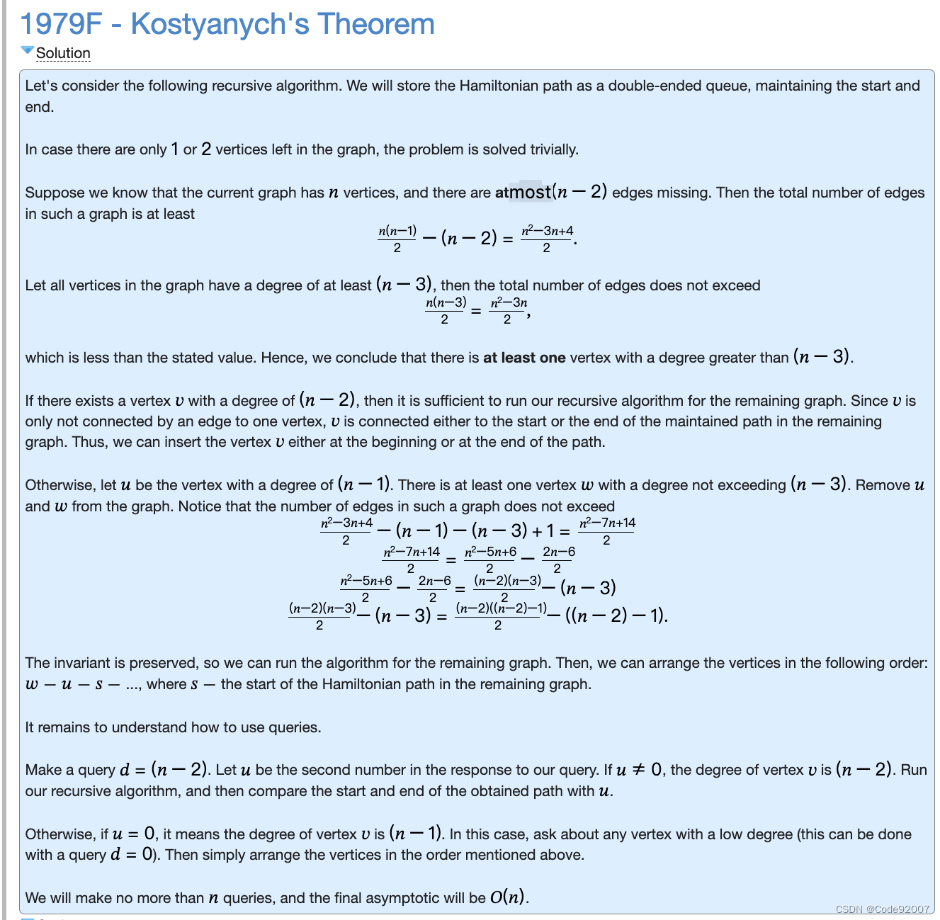 Codeforces Round 951 (Div. 2) F. Kostyanych‘s Theorem（思维题 交互好题）