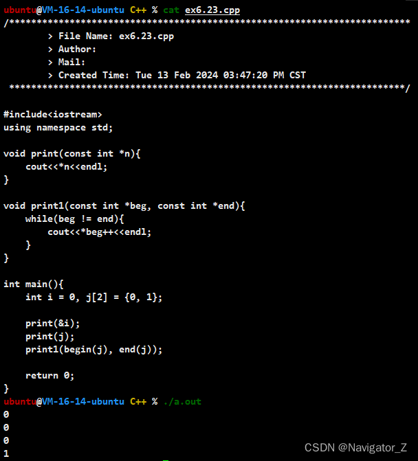 C++ //练习 6.23 参考本节介绍的几个print函数，根据理解编写你自己的版本。依次调用每个函数使其输入下面定义的i和j