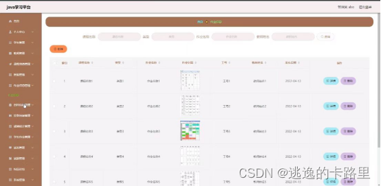 图5-12作业信息管理界面图