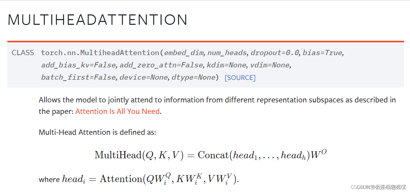 torch.nn.MultiheadAttention的使用和参数解析CSDN博客