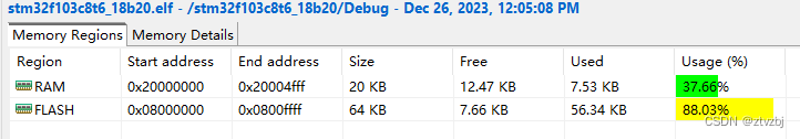 STM32CubeIDE在使用freertos的情况下空间占用情况