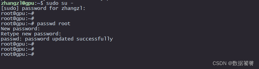 ubuntu22.04安装部署03： 设置root密码