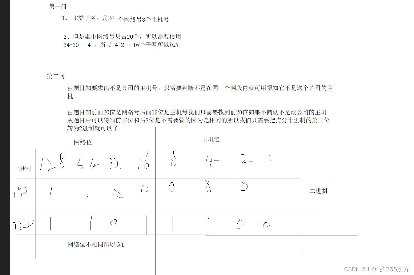 分配给某公司网络的地址块是220.17.192.0/20，该网络被划分为个C类子网，不属于该公司网络的子网地址是