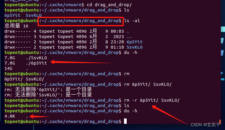 VMware清理拖拽缓存 & Ubuntu硬盘情况占用分析