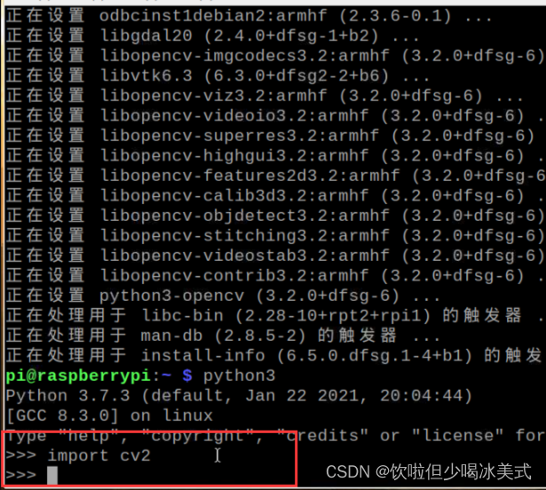 树莓派安装opencv