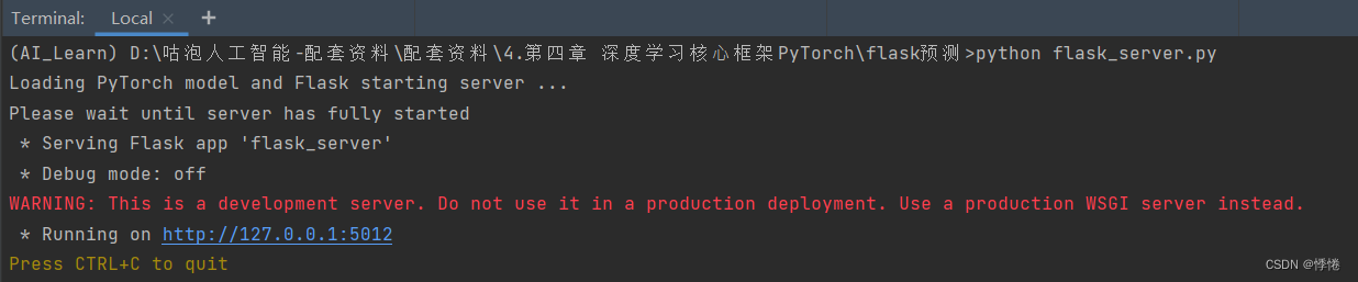 Terminal运行flask_server.py