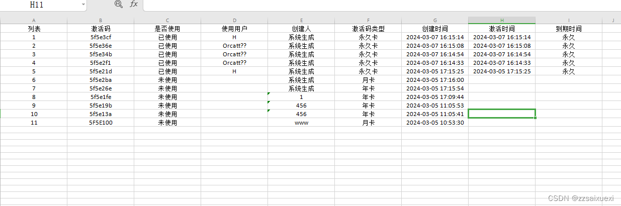 后端给前端导出 数据excal表