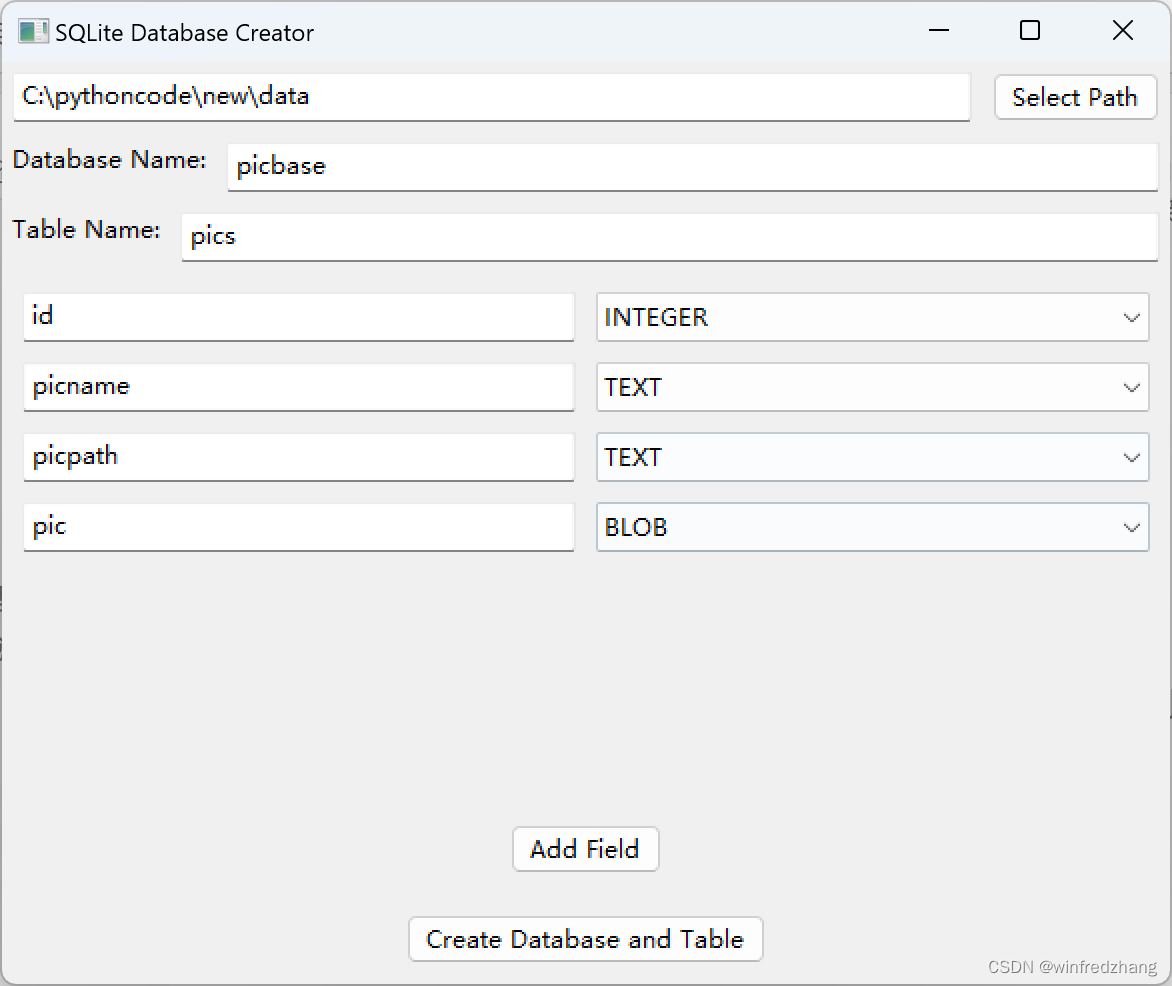 python编程：创建 SQLite 数据库和表的图形用户界面应用程序