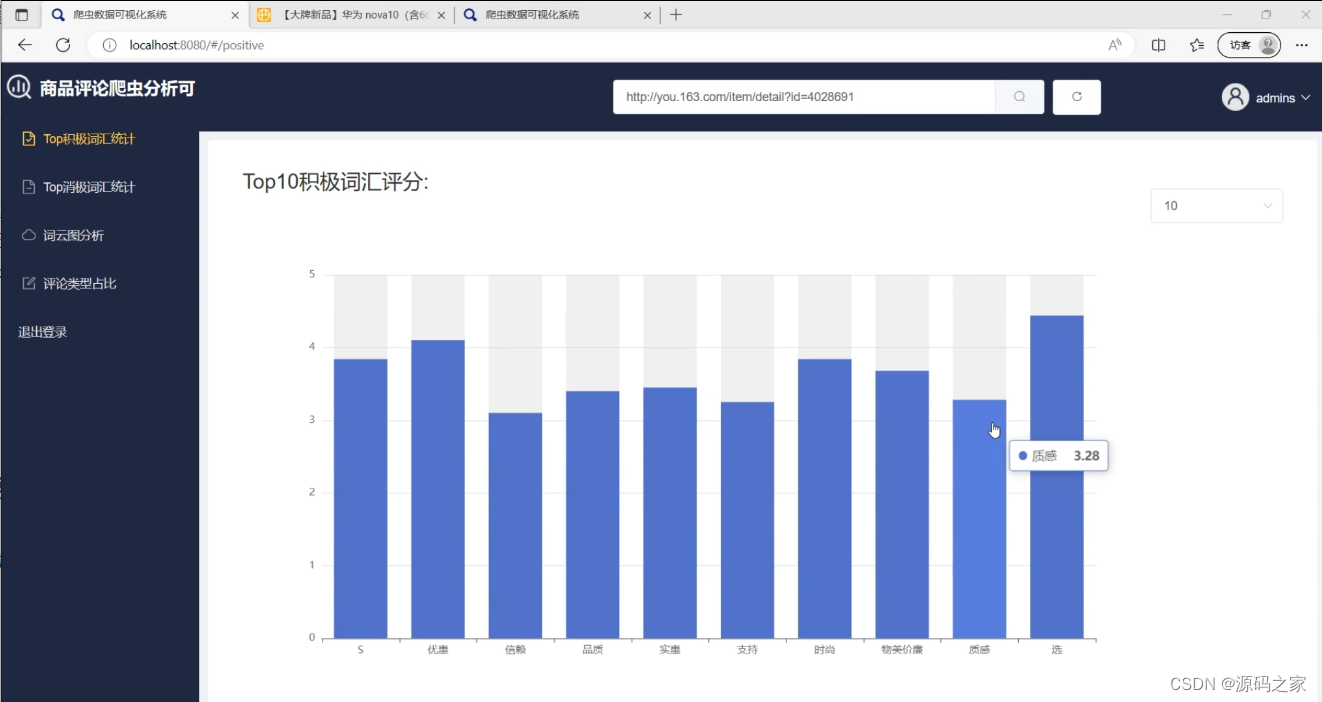 毕业设计：基于python商品评论数据采集分析可视化系统+Flask框架+爬虫（源码）✅ 