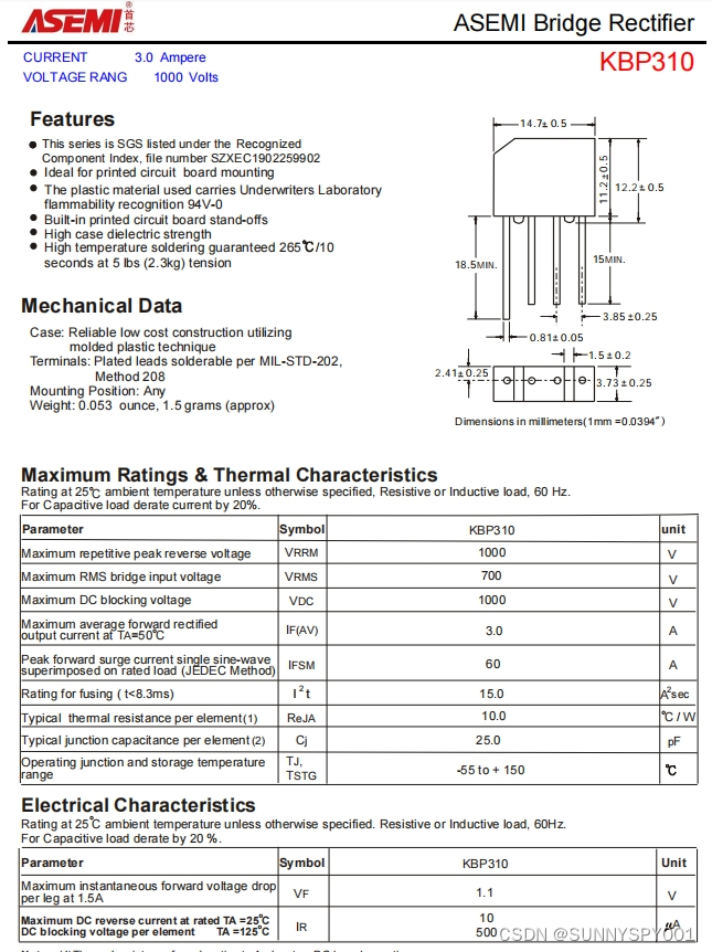 KBP310-ASEMI新能源整流桥KBP310