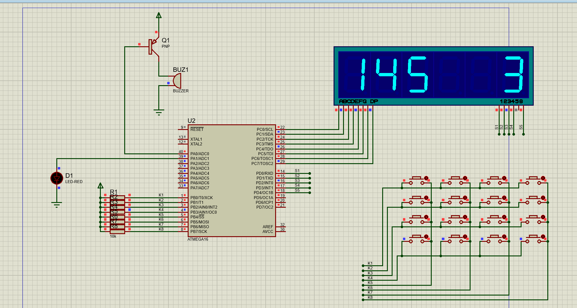 【TB作品】密码锁，数码管，ATMEGA16单片机，Proteus仿真