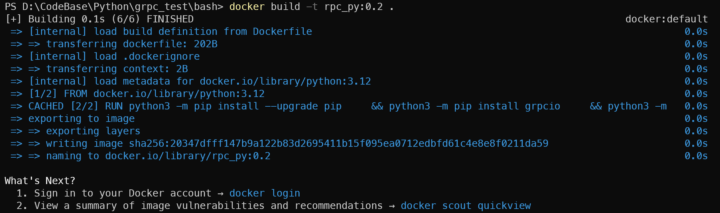 基于 Docker 的 python grpc quickstart