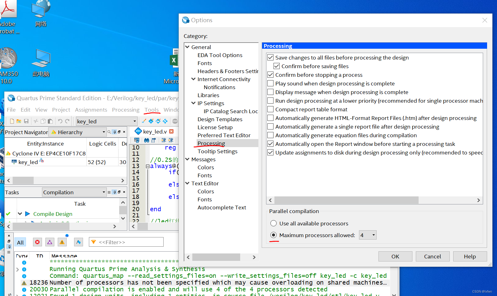 set the global assignment num_parallel_processors in your qsf