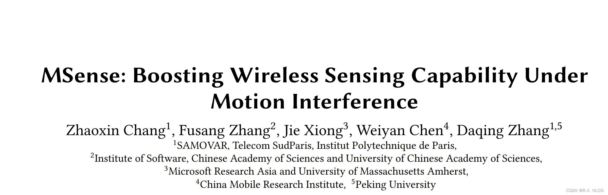 2024 MSense突破运动干扰下的mmWave无线感知极限 MSense Boosting Wireless