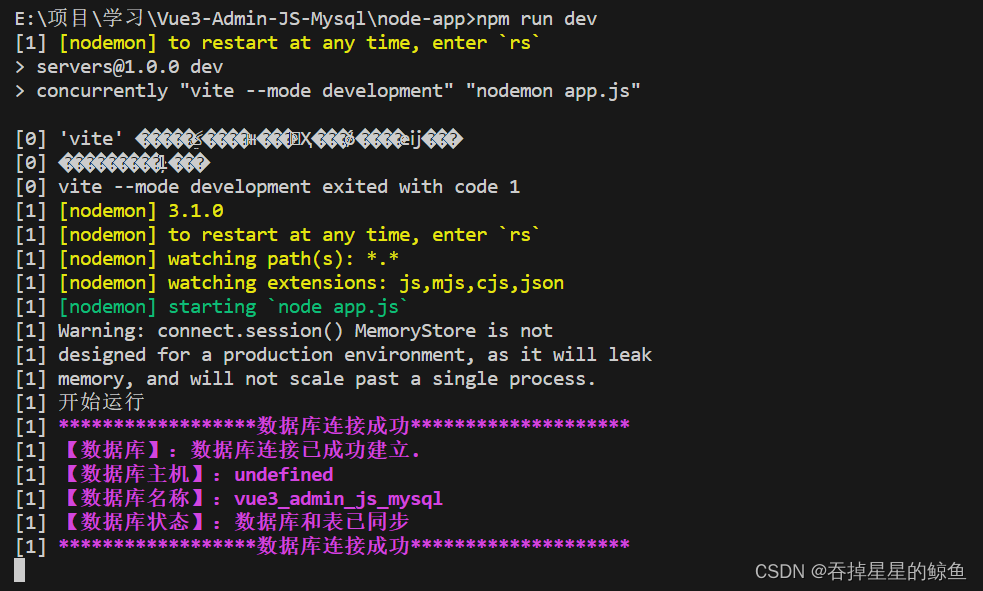 npm run dev 同时运行vue前端项目和node后端项目