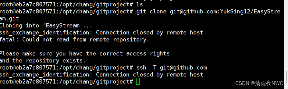 ssh github ssh exchange identification Connection closed