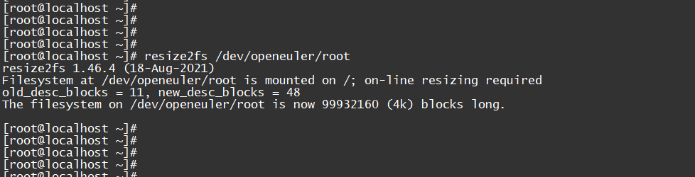 xfs_growfs: /dev/openeuler/root is not a mounted XFS filesystem