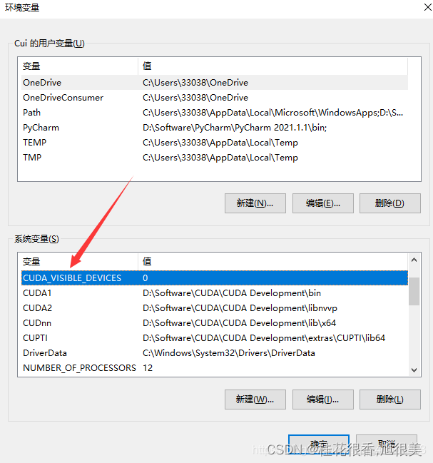 CUDA_VISIBLE_DEVICES‘ 不是内部或外部命令，也不是可运行的程序或批处理文件。