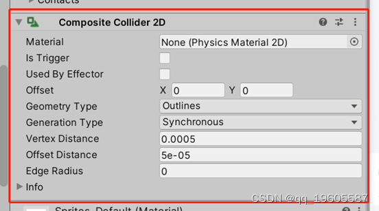 将Composite Collider 2D组件移除可解决Unity穿墙问题