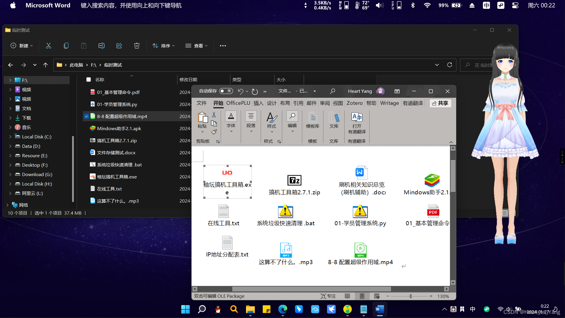 Word插入音乐视频文件快速方法 exe zip doc apk txt pdf bat等