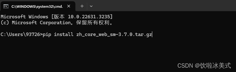 加载spacy中文语言模型 zh_core_web_sm错误解决办法