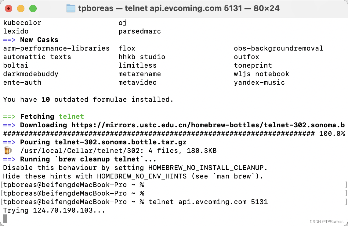 Mac安装<span style='color:red;'>telnet</span>