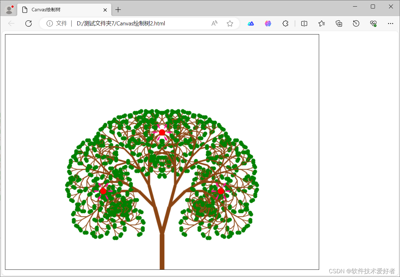 用HTML5 + JavaScript绘制花、树