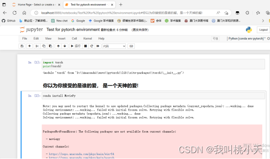 Windows系统配置pytorch环境，Jupyter notebook编辑器安装使用（深度学习本地篇）