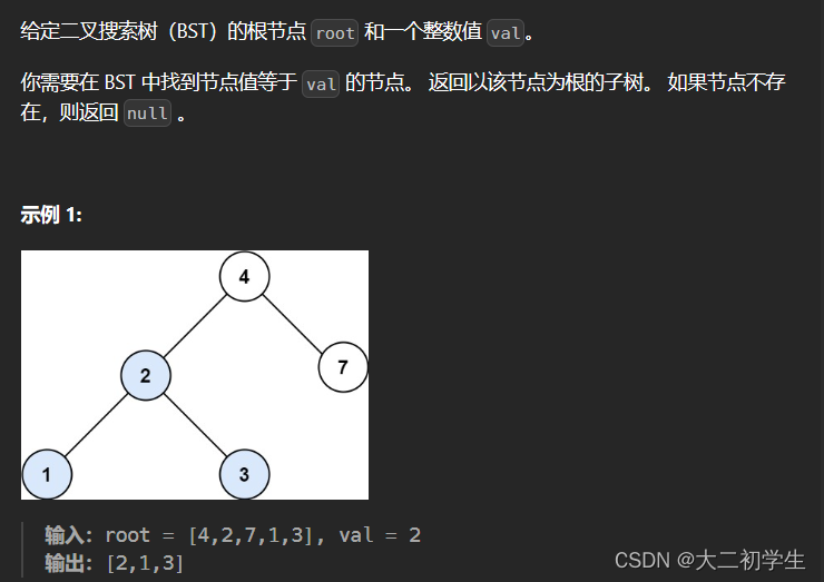 刷代码随想录有感（54）：二叉搜索树中的搜索（BST）