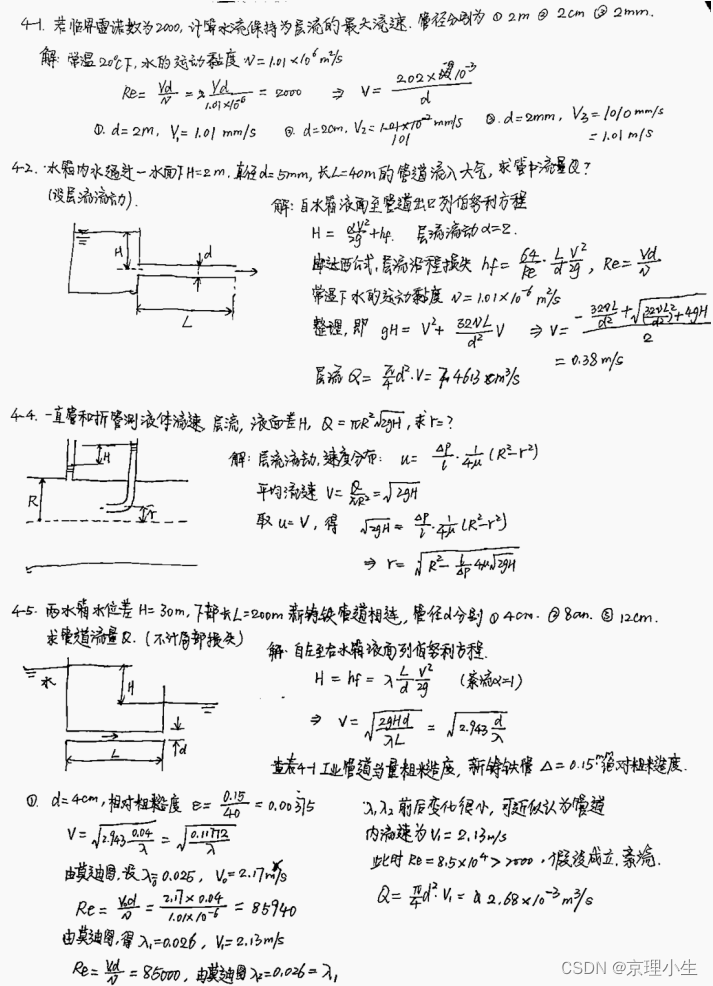 BIT工程流体力学基础——第四章 学习笔记+公式总结+习题参考-CSDN博客