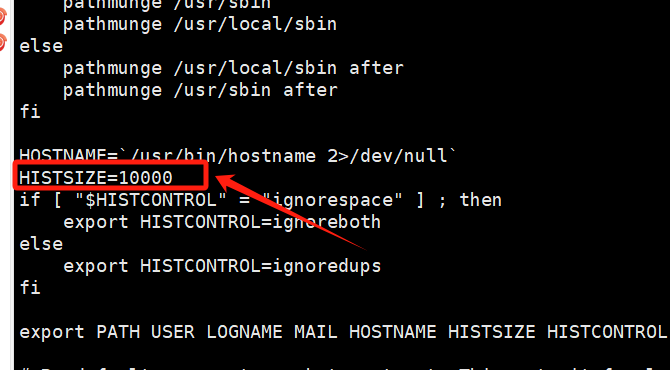 centos命令history设置记录10000行