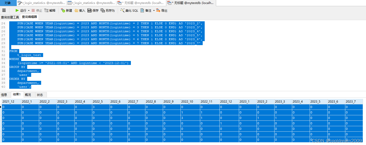 利用sql语句来统计用户登录数据的实践