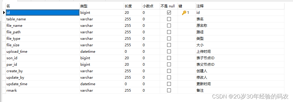 java 文件表创建及前后端使用