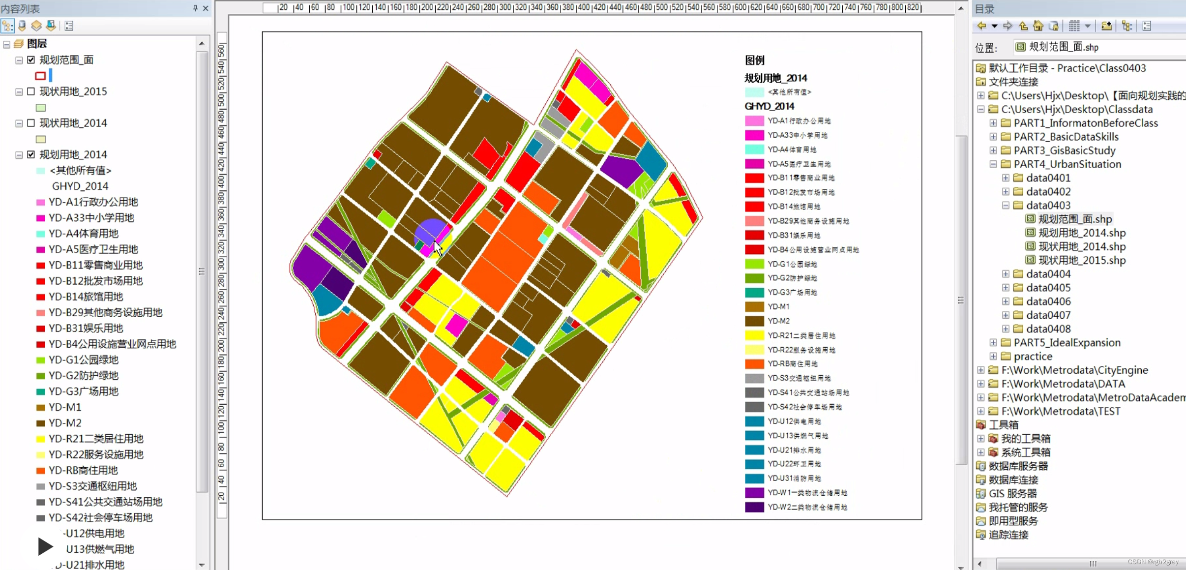 ArcGIS学习（十）城市用地对比分析