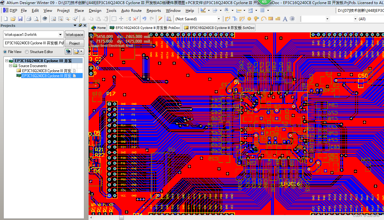 基于EP3C16Q240C8+HY57V641620 Cyclone3 FPGA应用开发板硬件（原理图+PCB+封装库）工程文件-CSDN博客
