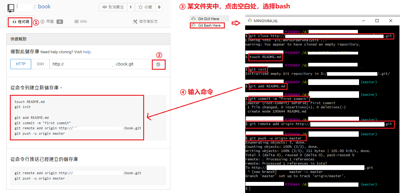 Backend - gitea 首次建库（远端本地）