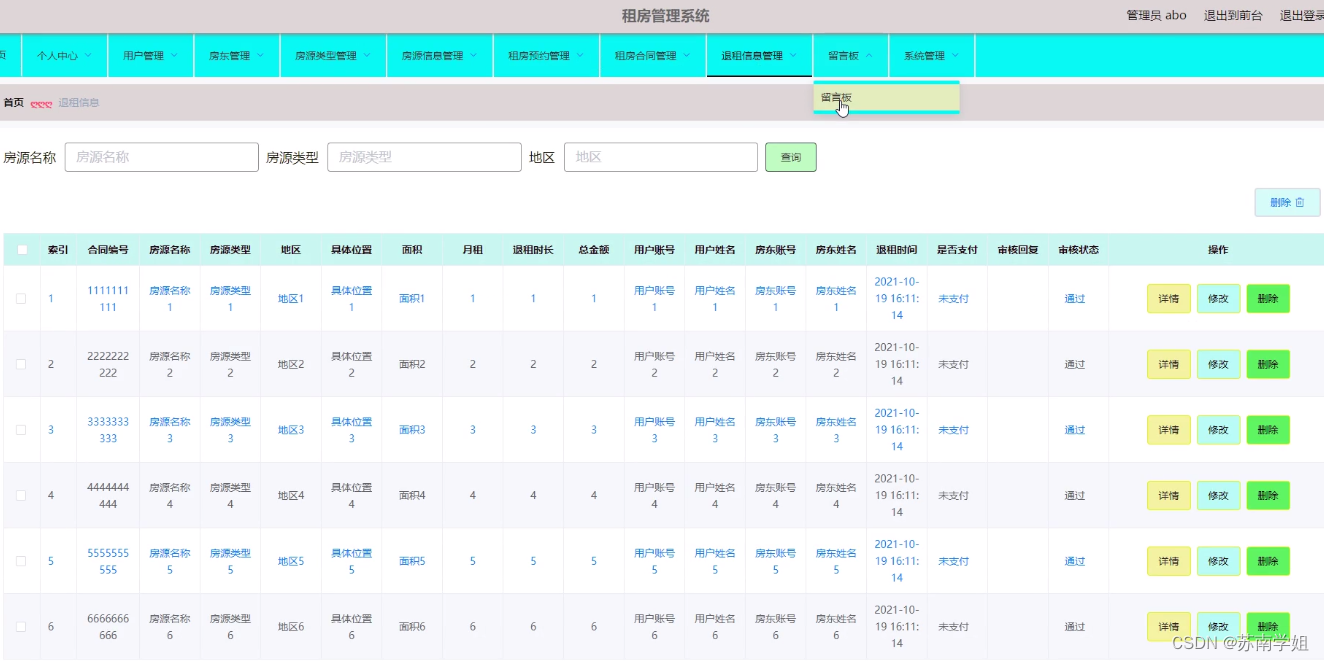 nodevue畢設租房管理系統程序mysqlexpress